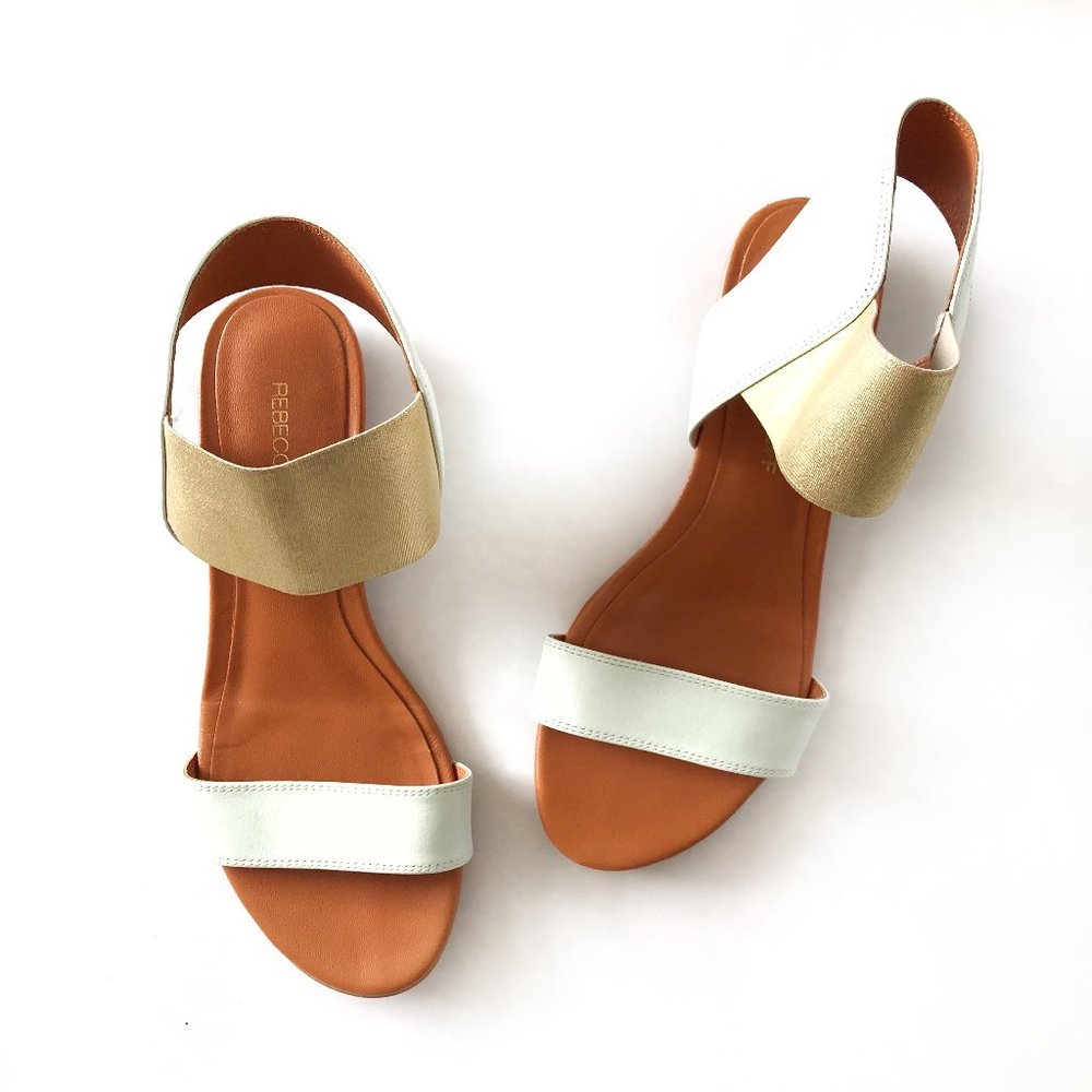 Rebecca Minkoff Mint Green and Gold Bazzle Sandal